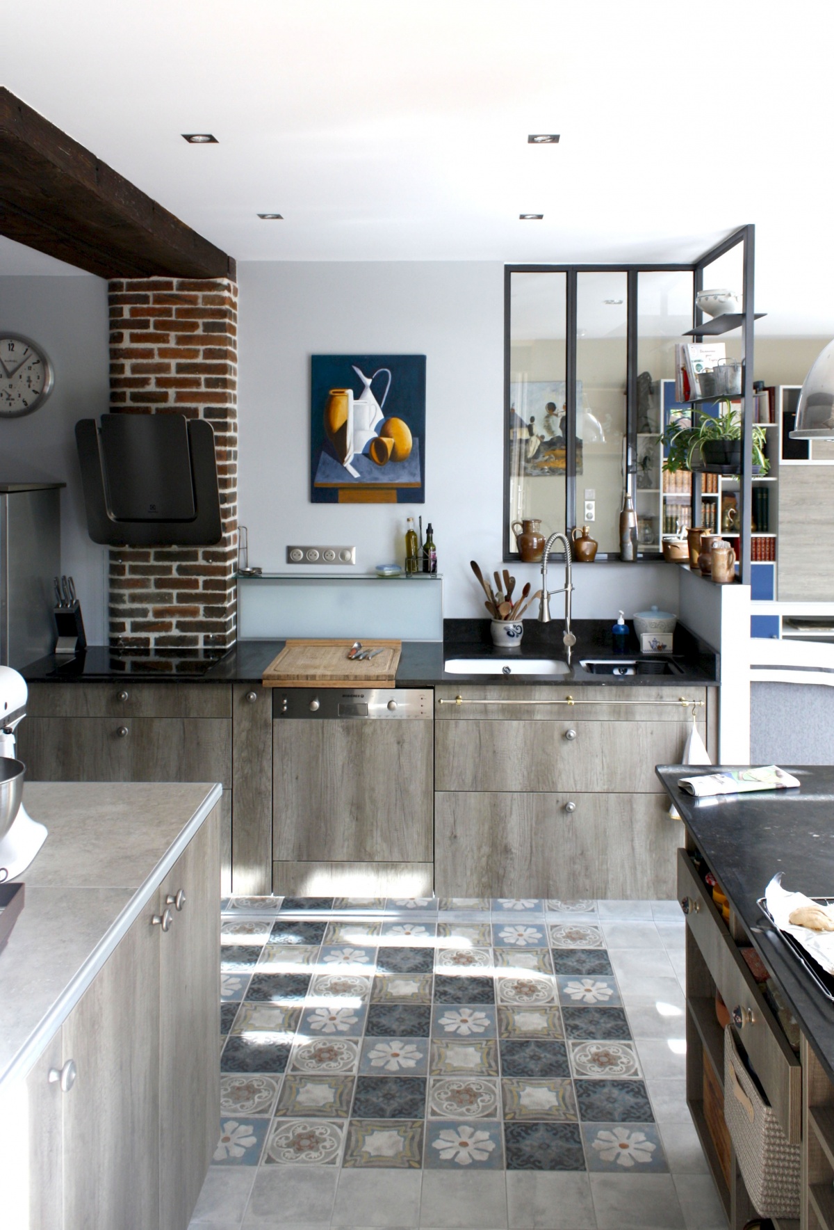 Extension et r�novation d'un vieux garage pierre : cuisine