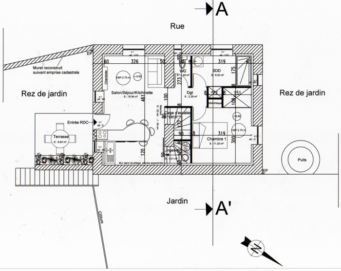 Rnovation, extension d'une maison et construction d'un garage ( projet en cours ) : Plan RDC projet