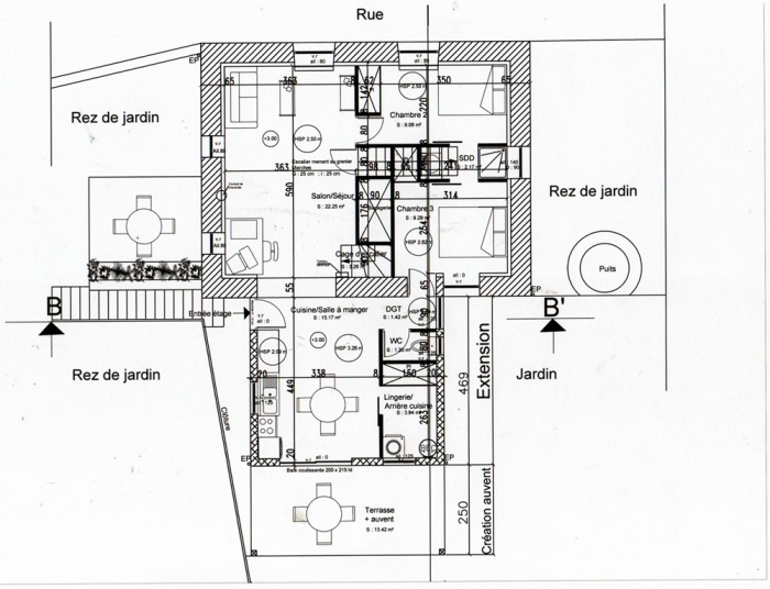 Rnovation, extension d'une maison et construction d'un garage ( projet en cours ) : Plan tage projet