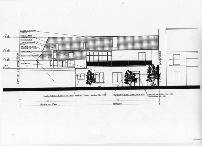 Rnovation d'une maison et amnagement de son extension ( projet en cours ) : Faade sur cour projet