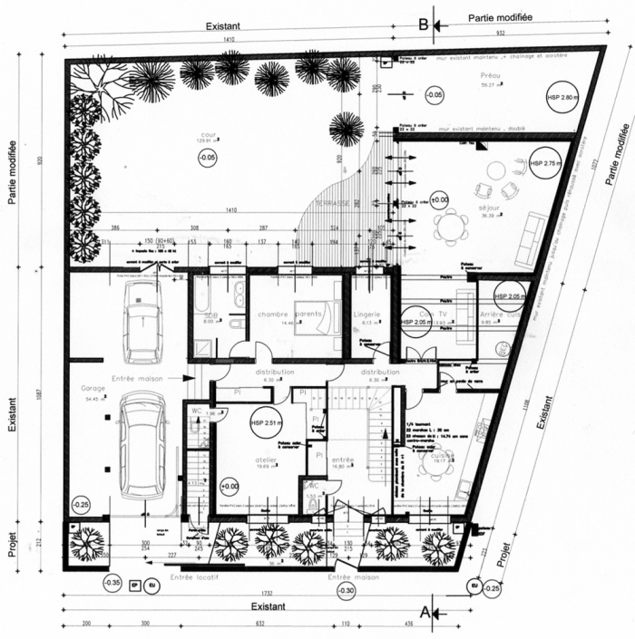 Rnovation d'une maison et amnagement de son extension ( projet en cours ) : Plan RDC projet 